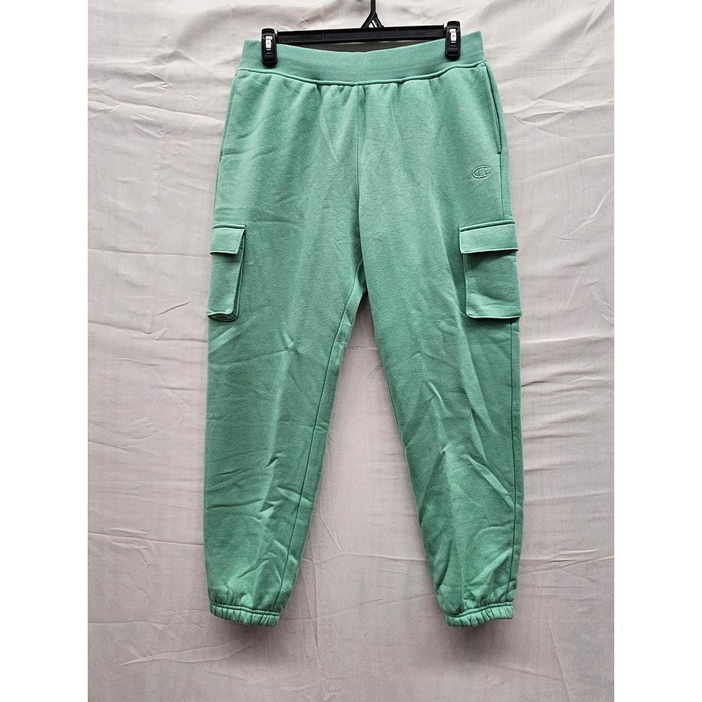 Champion Womens Fleece Cargo Pants Green Cotton Blend Athletic Size Large
